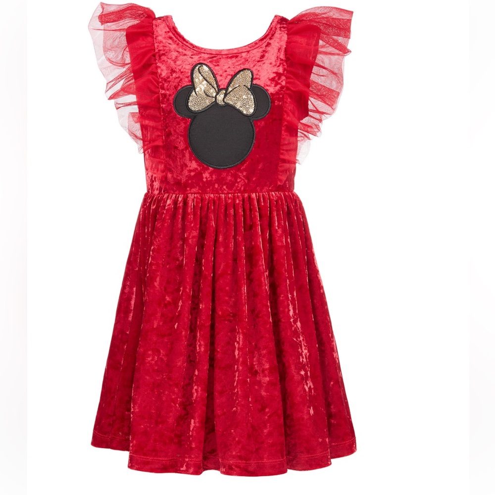 NWT- Girls Minnie Mouse Velvet‎ Dress